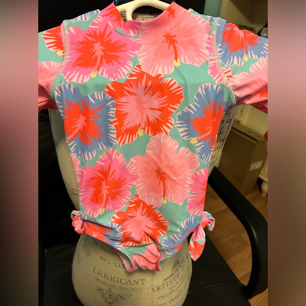 Rash guard floral toddler bathing suit by Shade Critter Palm Beach